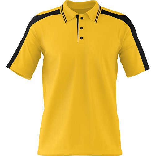 Poloshirt Individuell Gestaltbar , sonnengelb / schwarz, 200gsm Poly / Cotton Pique, XS, 60,00cm x 40,00cm (Höhe x Breite), Bild 1