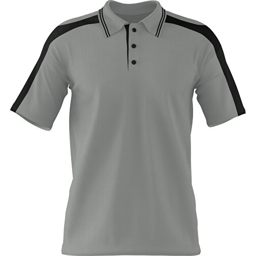 Poloshirt Individuell Gestaltbar , grau / schwarz, 200gsm Poly / Cotton Pique, XL, 76,00cm x 59,00cm (Höhe x Breite), Bild 1
