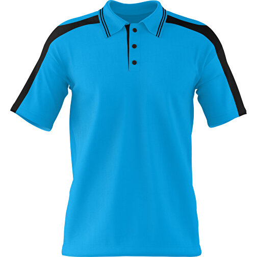 Poloshirt Individuell Gestaltbar , himmelblau / schwarz, 200gsm Poly / Cotton Pique, XL, 76,00cm x 59,00cm (Höhe x Breite), Bild 1