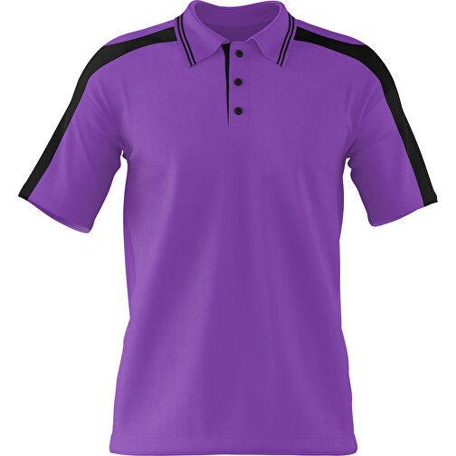 Poloshirt Individuell Gestaltbar , lavendellila / schwarz, 200gsm Poly / Cotton Pique, XL, 76,00cm x 59,00cm (Höhe x Breite), Bild 1