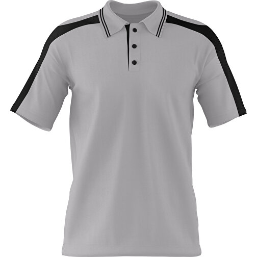 Poloshirt Individuell Gestaltbar , hellgrau / schwarz, 200gsm Poly / Cotton Pique, S, 65,00cm x 45,00cm (Höhe x Breite), Bild 1