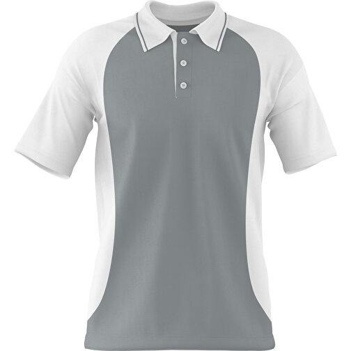 Poloshirt Individuell Gestaltbar , silber / weiß, 200gsm Poly/Cotton Pique, XS, 60,00cm x 40,00cm (Höhe x Breite), Bild 1
