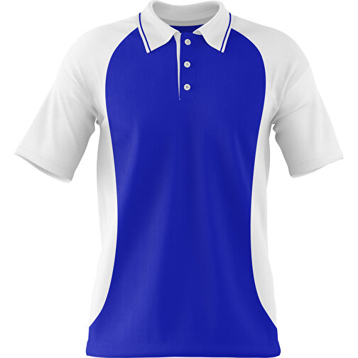 Poloshirt Individuell Gestaltbar , blau / weiss, 200gsm Poly/Cotton Pique, XS, 60,00cm x 40,00cm (Höhe x Breite), Bild 1