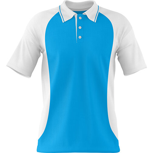 Poloshirt Individuell Gestaltbar , himmelblau / weiß, 200gsm Poly/Cotton Pique, XL, 76,00cm x 59,00cm (Höhe x Breite), Bild 1