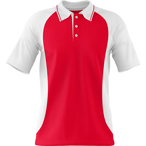 Poloshirt Individuell Gestaltbar , ampelrot / weiss, 200gsm Poly/Cotton Pique, XL, 76,00cm x 59,00cm (Höhe x Breite), Bild 1