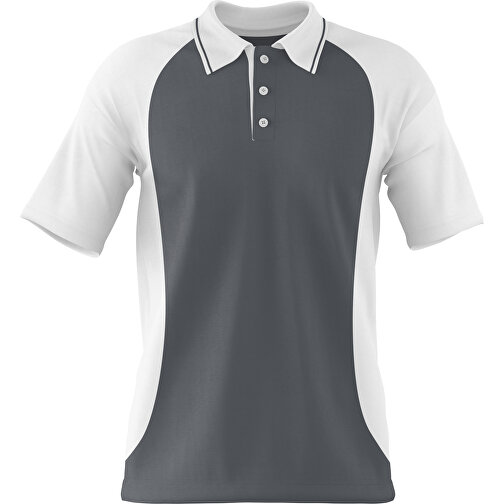 Poloshirt Individuell Gestaltbar , dunkelgrau / weiß, 200gsm Poly/Cotton Pique, M, 70,00cm x 49,00cm (Höhe x Breite), Bild 1