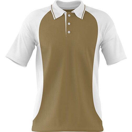 Poloshirt Individuell Gestaltbar , gold / weiß, 200gsm Poly/Cotton Pique, M, 70,00cm x 49,00cm (Höhe x Breite), Bild 1