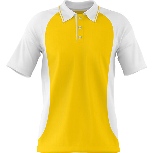 Poloshirt Individuell Gestaltbar , goldgelb / weiss, 200gsm Poly/Cotton Pique, M, 70,00cm x 49,00cm (Höhe x Breite), Bild 1