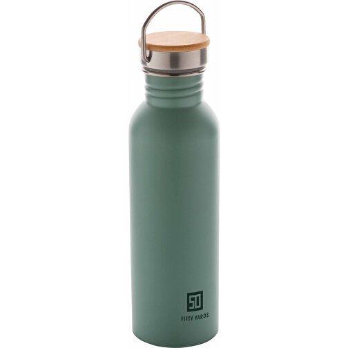 Moderne Stainless-Steel Flasche Mit Bambusdeckel, Grün , grün, Edelstahl, 7,10cm x 24,00cm (Länge x Höhe), Bild 6