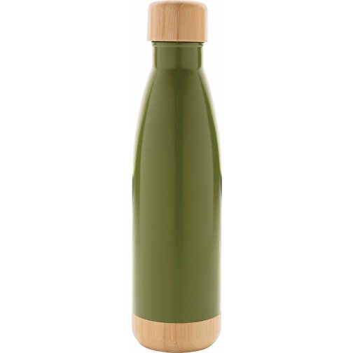 Vakuum stainless steel flaska med kork och botten i bambu, Bild 2