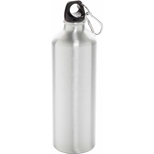 XL Aluminium Flasche Mit Karabiner, Silber , silber, Aluminium, 7,30cm x 25,00cm (Länge x Höhe), Bild 1
