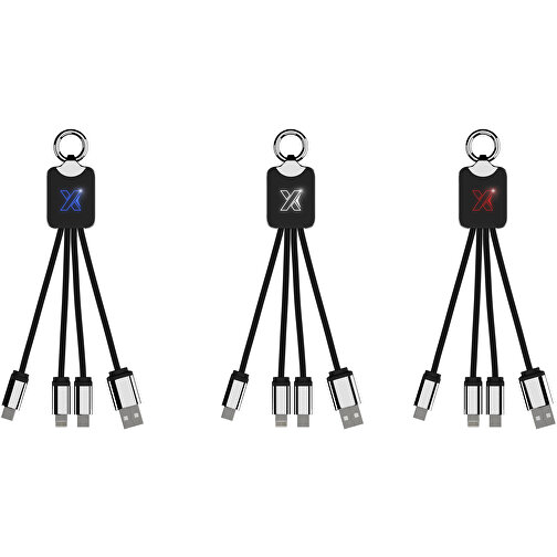 SCX.design C15 Quatro Ladekabel Mit Leuchtlogo , rot / schwarz, Recycelter PET Kunststoff, Metall, Gummi, 16,00cm x 2,60cm (Länge x Breite), Bild 5