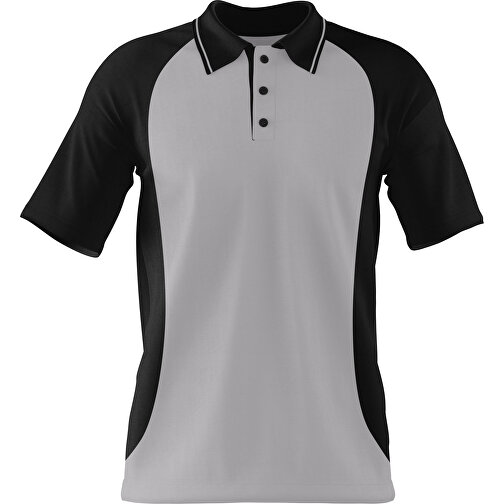 Poloshirt Individuell Gestaltbar , hellgrau / schwarz, 200gsm Poly/Cotton Pique, XS, 60,00cm x 40,00cm (Höhe x Breite), Bild 1