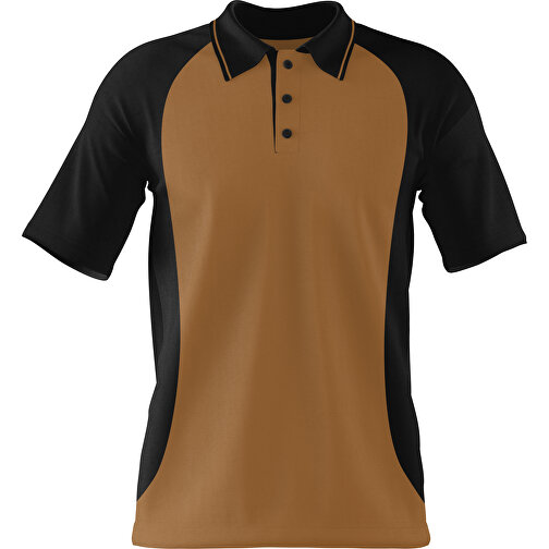 Poloshirt Individuell Gestaltbar , erdbraun / schwarz, 200gsm Poly/Cotton Pique, XS, 60,00cm x 40,00cm (Höhe x Breite), Bild 1
