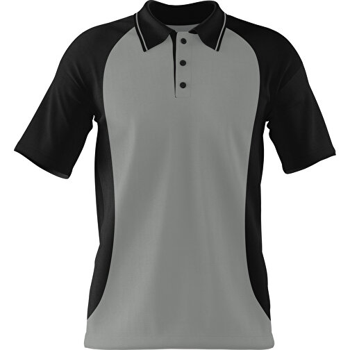 Poloshirt Individuell Gestaltbar , grau / schwarz, 200gsm Poly/Cotton Pique, XS, 60,00cm x 40,00cm (Höhe x Breite), Bild 1