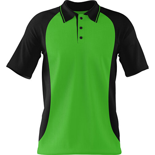 Poloshirt Individuell Gestaltbar , grasgrün / schwarz, 200gsm Poly/Cotton Pique, XS, 60,00cm x 40,00cm (Höhe x Breite), Bild 1
