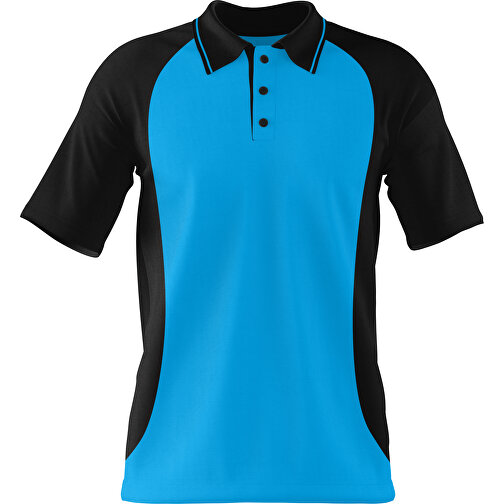 Poloshirt Individuell Gestaltbar , himmelblau / schwarz, 200gsm Poly/Cotton Pique, S, 65,00cm x 45,00cm (Höhe x Breite), Bild 1