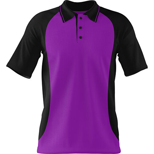 Poloshirt Individuell Gestaltbar , dunkelmagenta / schwarz, 200gsm Poly/Cotton Pique, S, 65,00cm x 45,00cm (Höhe x Breite), Bild 1
