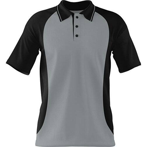 Poloshirt Individuell Gestaltbar , silber / schwarz, 200gsm Poly/Cotton Pique, 3XL, 81,00cm x 66,00cm (Höhe x Breite), Bild 1