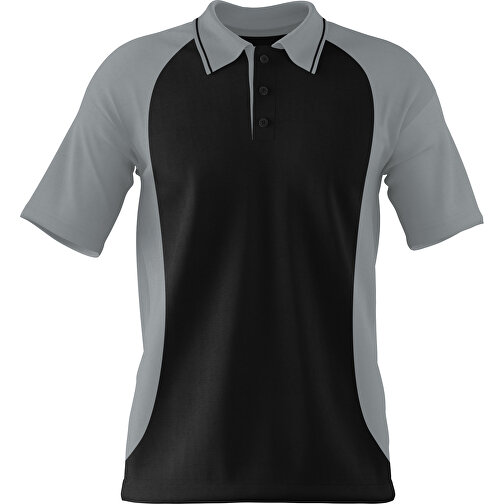 Poloshirt Individuell Gestaltbar , schwarz / silber, 200gsm Poly/Cotton Pique, XS, 60,00cm x 40,00cm (Höhe x Breite), Bild 1