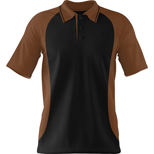 Poloshirt Individuell Gestaltbar , schwarz / dunkelbraun, 200gsm Poly/Cotton Pique, XS, 60,00cm x 40,00cm (Höhe x Breite), Bild 1