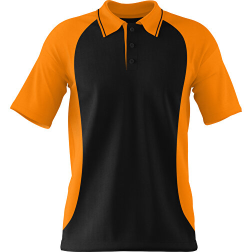 Poloshirt Individuell Gestaltbar , schwarz / gelborange, 200gsm Poly/Cotton Pique, XS, 60,00cm x 40,00cm (Höhe x Breite), Bild 1