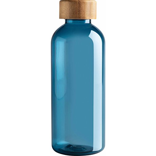 GRS RPET Flasche Mit Bambus-Deckel, Blau , blau, PET - recycelt, 7,40cm x 20,60cm (Länge x Höhe), Bild 2