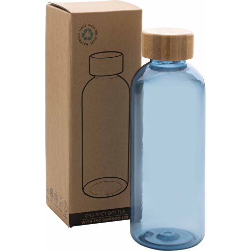 GRS RPET Flasche Mit Bambus-Deckel, Blau , blau, PET - recycelt, 7,40cm x 20,60cm (Länge x Höhe), Bild 6