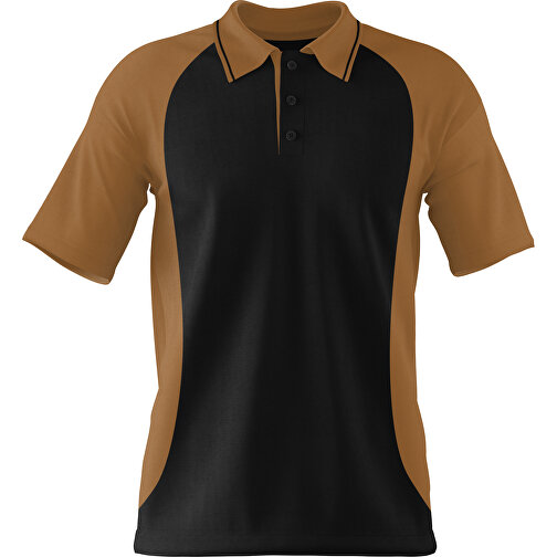 Poloshirt Individuell Gestaltbar , schwarz / erdbraun, 200gsm Poly/Cotton Pique, XL, 76,00cm x 59,00cm (Höhe x Breite), Bild 1