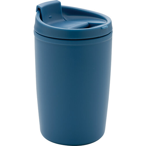 GRS Recycelter PP-Becher Mit Flip-Deckel, Blau , blau, Polypropylen - recycelt, 8,50cm x 13,90cm (Länge x Höhe), Bild 1