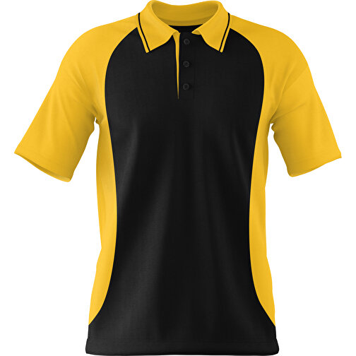 Poloshirt Individuell Gestaltbar , schwarz / sonnengelb, 200gsm Poly/Cotton Pique, XL, 76,00cm x 59,00cm (Höhe x Breite), Bild 1