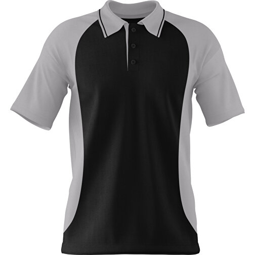 Poloshirt Individuell Gestaltbar , schwarz / hellgrau, 200gsm Poly/Cotton Pique, S, 65,00cm x 45,00cm (Höhe x Breite), Bild 1