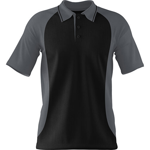 Poloshirt Individuell Gestaltbar , schwarz / dunkelgrau, 200gsm Poly/Cotton Pique, M, 70,00cm x 49,00cm (Höhe x Breite), Bild 1