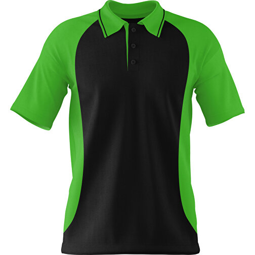 Poloshirt Individuell Gestaltbar , schwarz / grasgrün, 200gsm Poly/Cotton Pique, M, 70,00cm x 49,00cm (Höhe x Breite), Bild 1