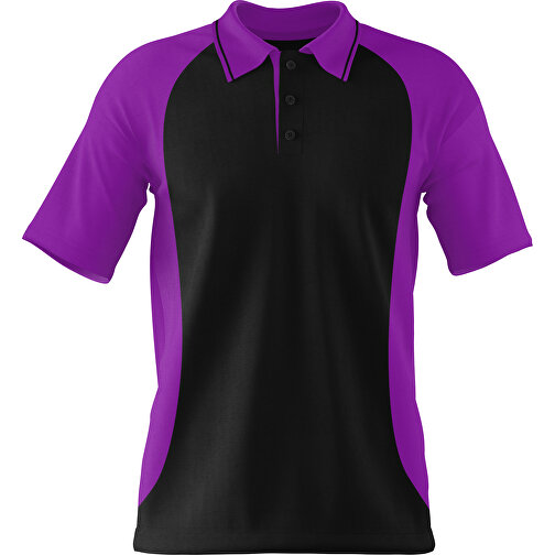 Poloshirt Individuell Gestaltbar , schwarz / dunkelmagenta, 200gsm Poly/Cotton Pique, M, 70,00cm x 49,00cm (Höhe x Breite), Bild 1
