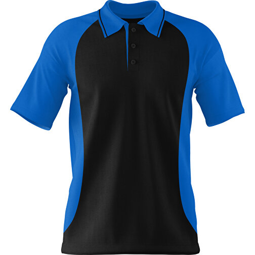 Poloshirt Individuell Gestaltbar , schwarz / kobaltblau, 200gsm Poly/Cotton Pique, L, 73,50cm x 54,00cm (Höhe x Breite), Bild 1