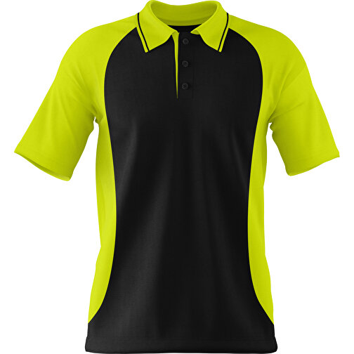 Poloshirt Individuell Gestaltbar , schwarz / hellgrün, 200gsm Poly/Cotton Pique, 3XL, 81,00cm x 66,00cm (Höhe x Breite), Bild 1