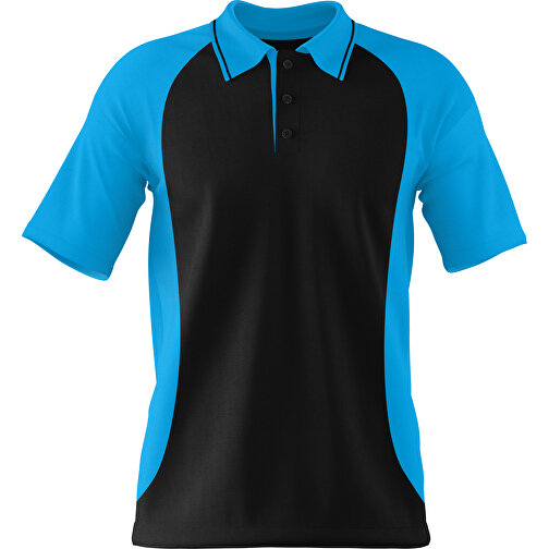 Poloshirt Individuell Gestaltbar , schwarz / himmelblau, 200gsm Poly/Cotton Pique, 3XL, 81,00cm x 66,00cm (Höhe x Breite), Bild 1