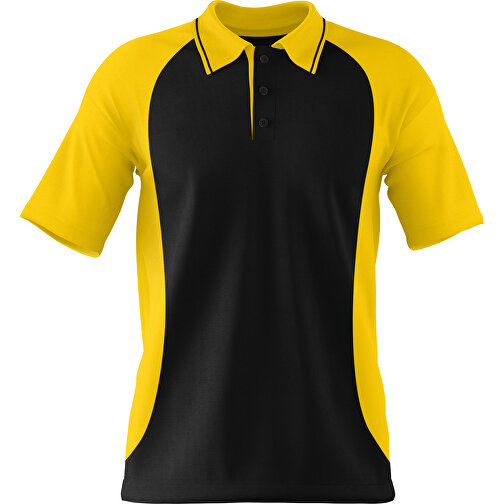 Poloshirt Individuell Gestaltbar , schwarz / goldgelb, 200gsm Poly/Cotton Pique, 3XL, 81,00cm x 66,00cm (Höhe x Breite), Bild 1