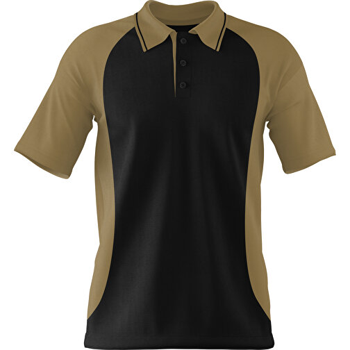 Poloshirt Individuell Gestaltbar , schwarz / gold, 200gsm Poly/Cotton Pique, 2XL, 79,00cm x 63,00cm (Höhe x Breite), Bild 1