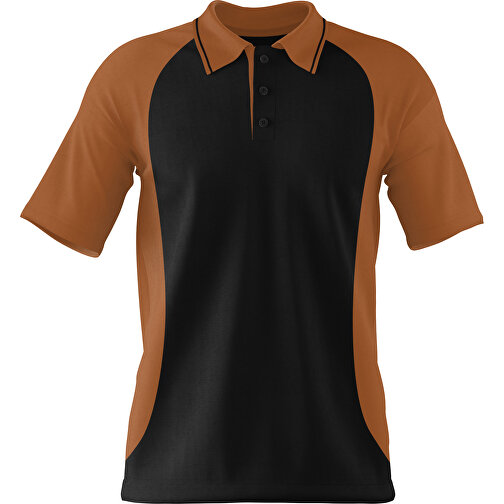 Poloshirt Individuell Gestaltbar , schwarz / braun, 200gsm Poly/Cotton Pique, 2XL, 79,00cm x 63,00cm (Höhe x Breite), Bild 1