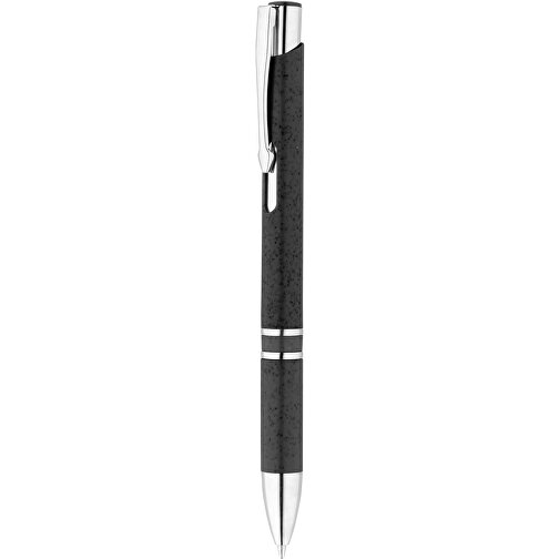 BETA WHEAT. Kugelschreiber Aus Strohfaser Und ABS Mit Clip , schwarz, Weizenstroh. ABS. Metall, 1,00cm (Höhe), Bild 5