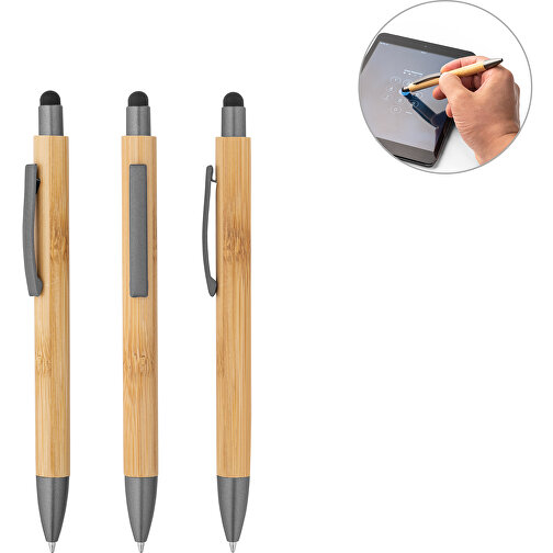 ZOLA. Kugelschreiber Aus Bambus Mit Mattem Oberfläche , gewehrmetall, Bambus und Metall, 1,00cm (Höhe), Bild 8