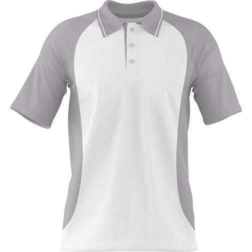 Poloshirt Individuell Gestaltbar , weiß / hellgrau, 200gsm Poly/Cotton Pique, XS, 60,00cm x 40,00cm (Höhe x Breite), Bild 1