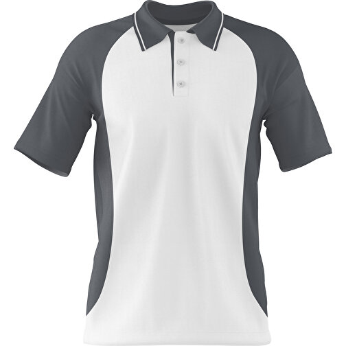 Poloshirt Individuell Gestaltbar , weiss / dunkelgrau, 200gsm Poly/Cotton Pique, XS, 60,00cm x 40,00cm (Höhe x Breite), Bild 1