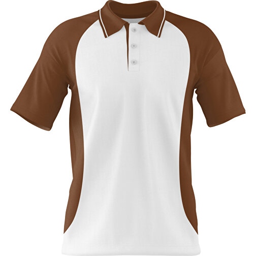 Poloshirt Individuell Gestaltbar , weiss / dunkelbraun, 200gsm Poly/Cotton Pique, XS, 60,00cm x 40,00cm (Höhe x Breite), Bild 1