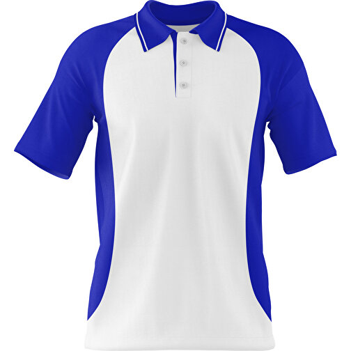 Poloshirt Individuell Gestaltbar , weiss / blau, 200gsm Poly/Cotton Pique, XS, 60,00cm x 40,00cm (Höhe x Breite), Bild 1