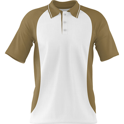 Poloshirt Individuell Gestaltbar , weiß / gold, 200gsm Poly/Cotton Pique, XL, 76,00cm x 59,00cm (Höhe x Breite), Bild 1