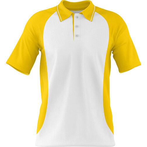 Poloshirt Individuell Gestaltbar , weiß / goldgelb, 200gsm Poly/Cotton Pique, XL, 76,00cm x 59,00cm (Höhe x Breite), Bild 1