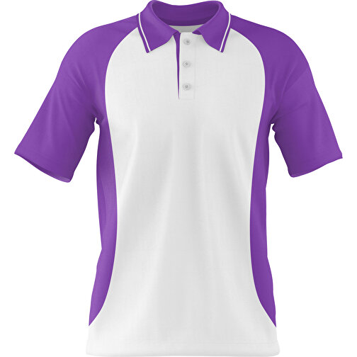 Poloshirt Individuell Gestaltbar , weiß / lavendellila, 200gsm Poly/Cotton Pique, S, 65,00cm x 45,00cm (Höhe x Breite), Bild 1